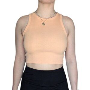 H&M Orange Ribbed Summer Tank Top Women Size Small